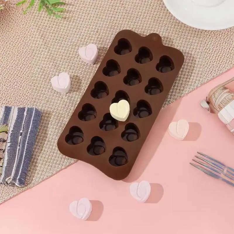 Heart-Shaped Handmade Chocolate Mold 15 Handmade Soap Cake Molds with Love Silicone Ice Trays 15 slot chocolate, candy, ice cream or ice cubes silicone moulds
