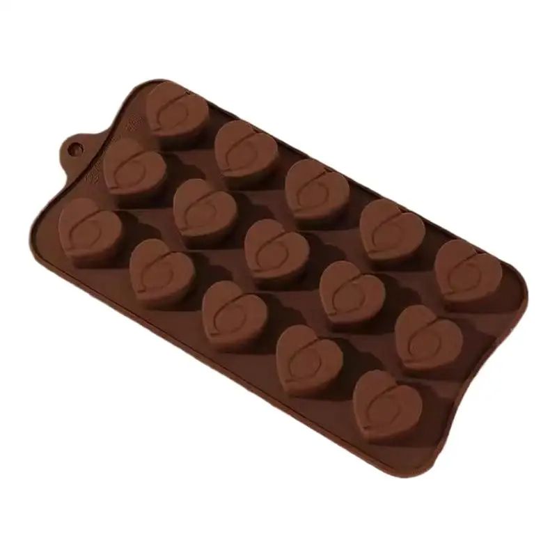 Heart-Shaped Handmade Chocolate Mold 15 Handmade Soap Cake Molds with Love Silicone Ice Trays 15 slot chocolate, candy, ice cream or ice cubes silicone moulds