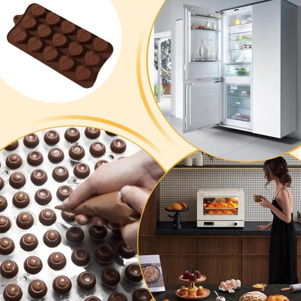 Heart-Shaped Handmade Chocolate Mold 15 Handmade Soap Cake Molds with Love Silicone Ice Trays 15 slot chocolate, candy, ice cream or ice cubes silicone moulds