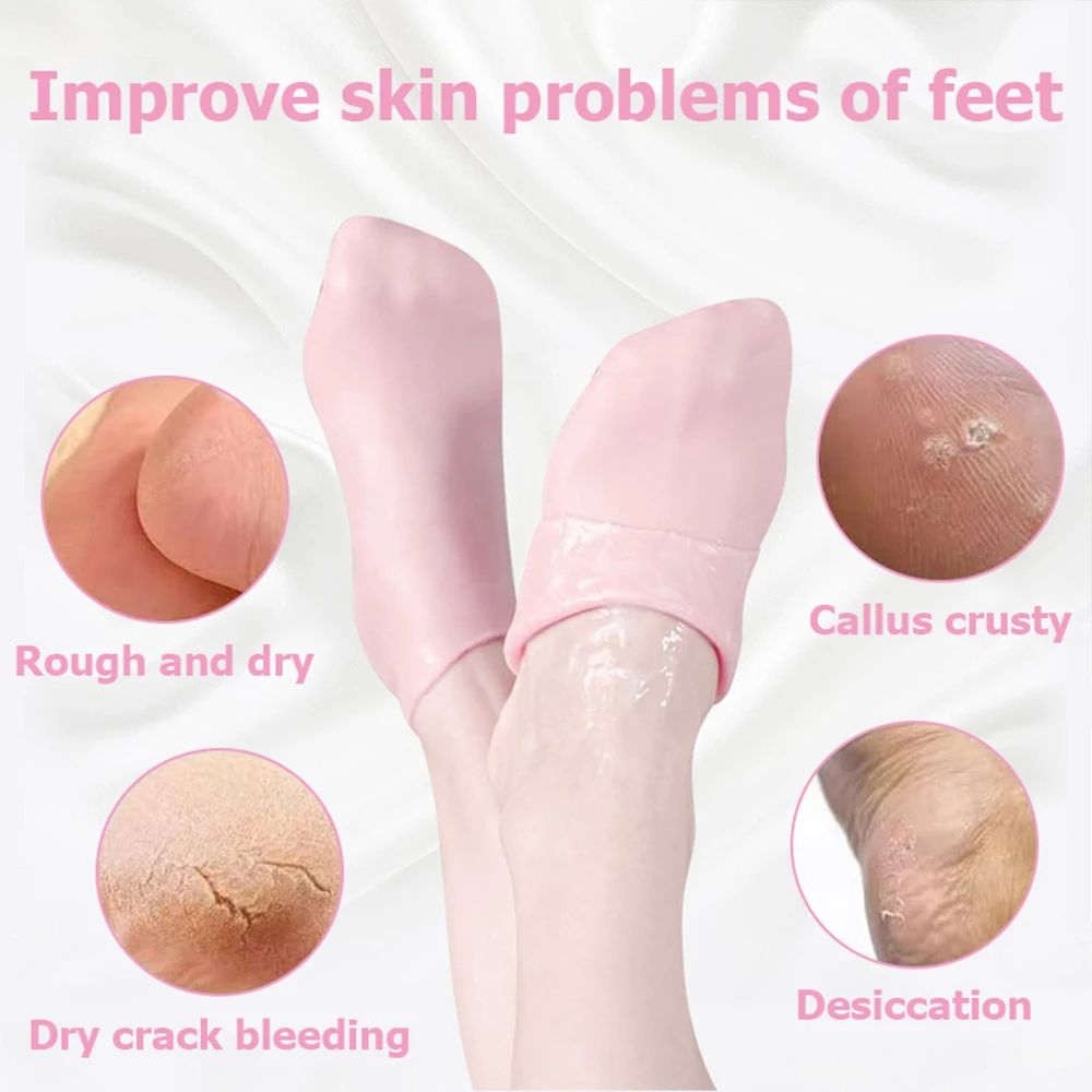 Silicone Foot Care Socks Anti Cracking Moisturizing Gel Socks Dead Skin Remover Protector Pain Relief Foot Care Tool