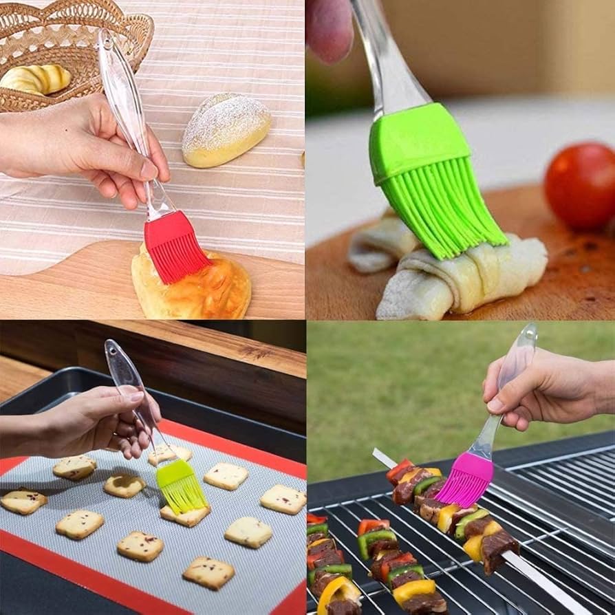 2PCS Silicone Spatula Barbeque Brush Cooking Utensil Tool Kit Heat Resistant BBQ Oil Condiment Brushes Cake Cream Scraper