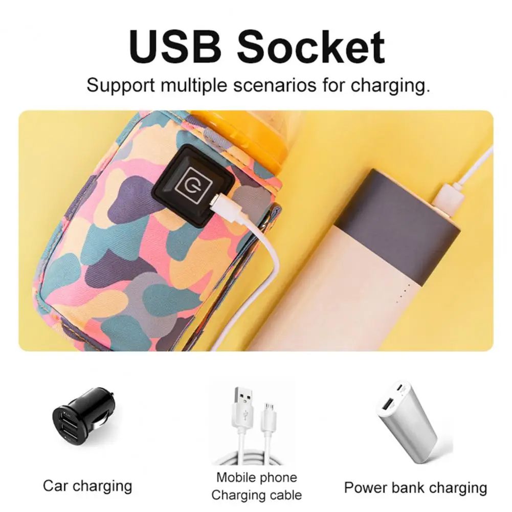 USB Milk Water Warmer Travel Stroller Insulated Bag Baby Nursing Bottle Heater Safe Kids Supplies for Outdoor