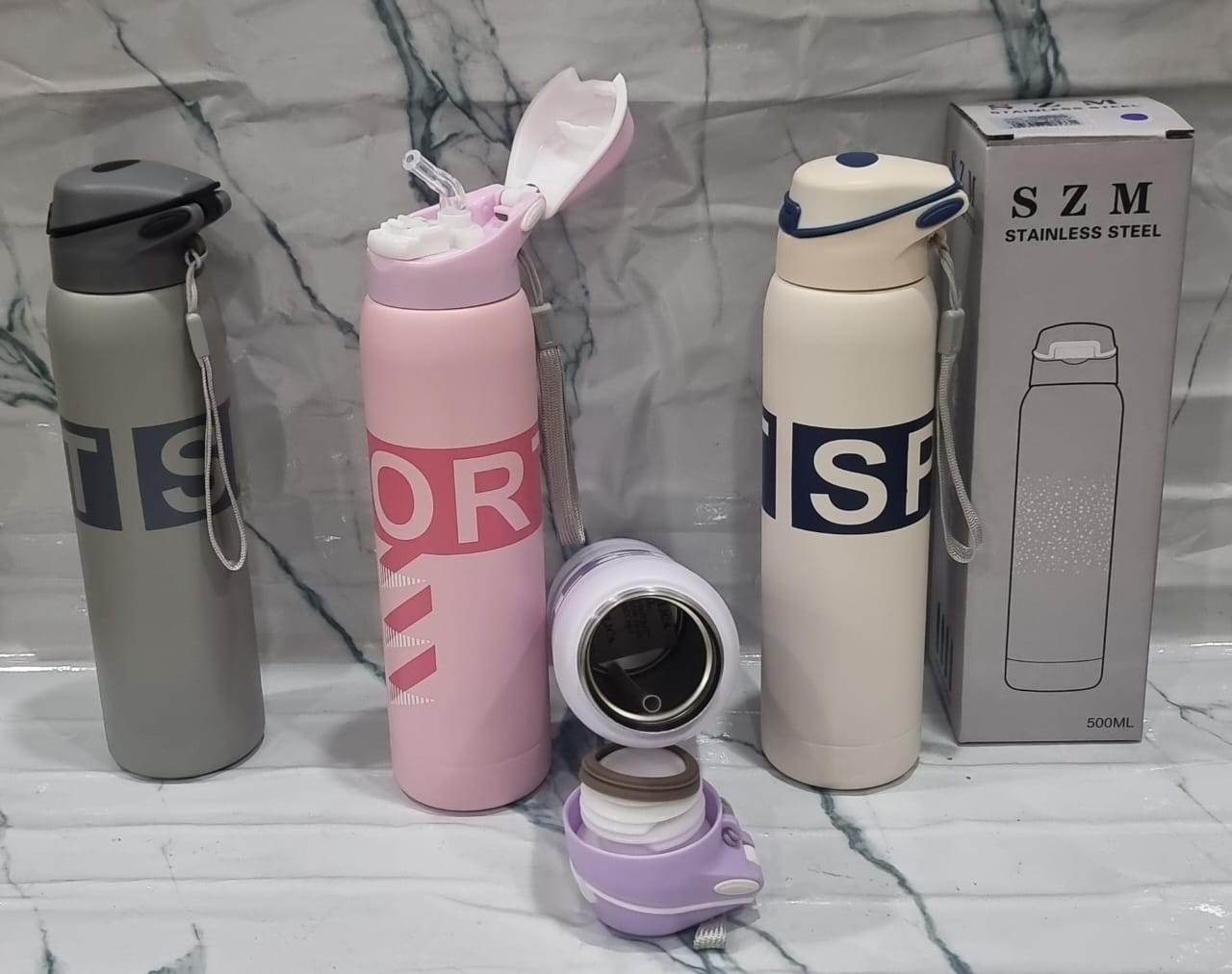 550ML Thermos Bottle Portable Tumbler Vacuum Flasks Stainless Steel Insulated Cup Outdoor Sports Water Bottle Travel Thermal Mug