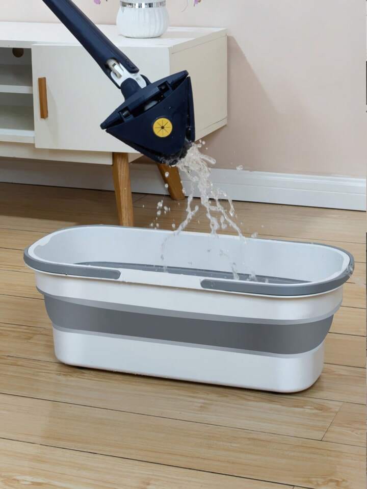 Foldable Plastic Bucket Mop With Handle Water Storage Floor Cleaning Basin Mop For Home Use No Hand Wash Required