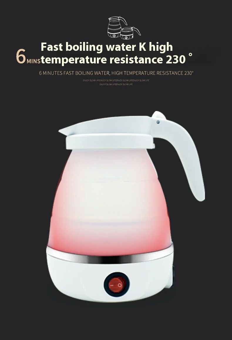 Mini Portable Foldable Electric Kettle 600ML Household Travel Kettle Kitchen Appliances Teapot High Temperature Boiling Water