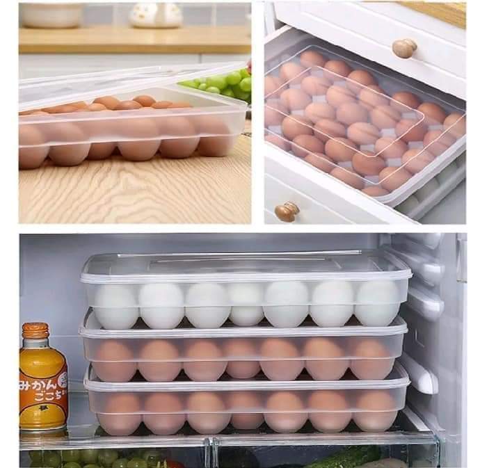 34 Grids Plastic Egg Storage Containers Box Refrigerator Organizer Drawer Egg Fresh-keeping Case Holder Tray Kitchen Accessories
