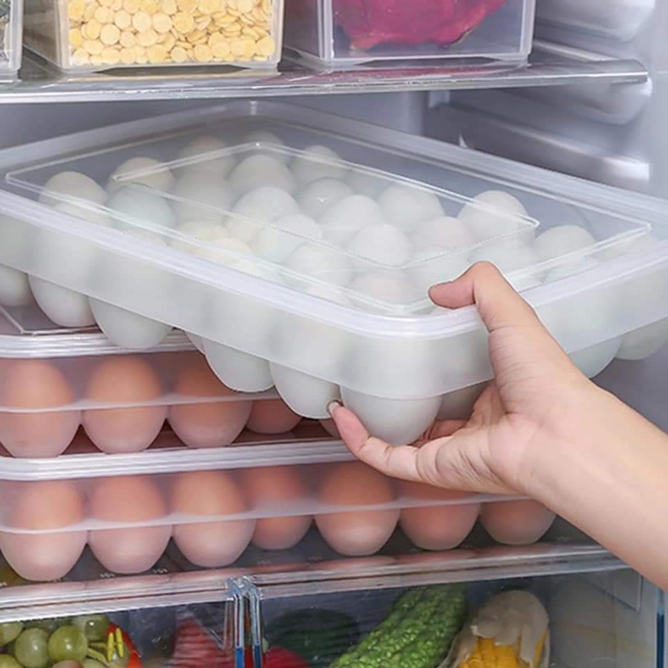 34 Grids Plastic Egg Storage Containers Box Refrigerator Organizer Drawer Egg Fresh-keeping Case Holder Tray Kitchen Accessories