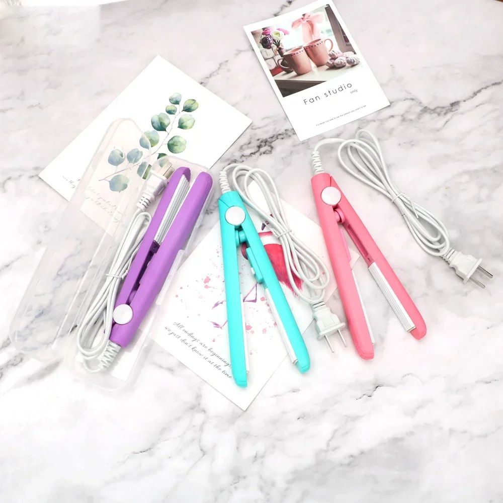 Mini 2-in-1 Hair Straightener And Curler Professional Flat Iron Ceramic non damaging Ionic Electric Plastic Bag Sealer