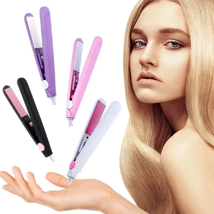 Mini 2-in-1 Hair Straightener And Curler Professional Flat Iron Ceramic non damaging Ionic Electric Plastic Bag Sealer