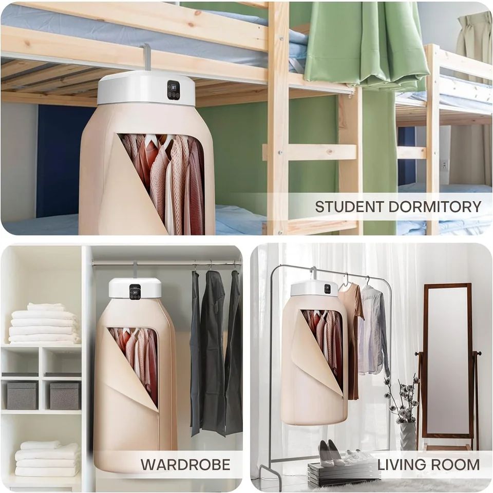 Portable Clothes Dryer， Laundry Dryers with Remote Control, Small Foldable Drying Machine with Dry Bag for Travel,RV, 10kg