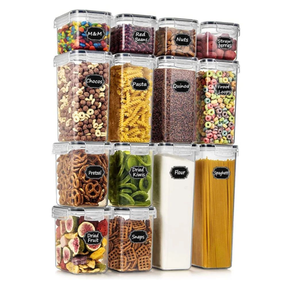 7Pcs Set Kitchen Food Storage Box Container Set Pantry Organization Plastic Canisters Organizer With Lids Ideal for Cereals