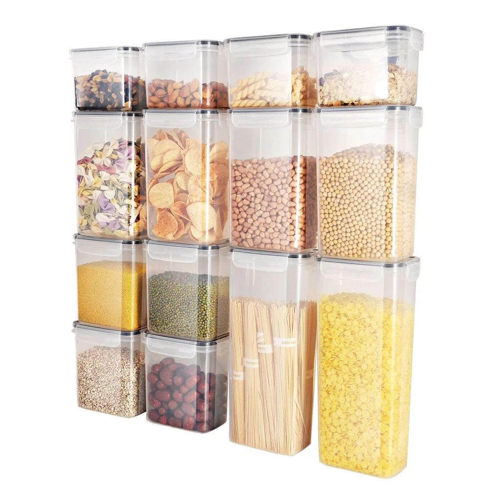 7Pcs Set Kitchen Food Storage Box Container Set Pantry Organization Plastic Canisters Organizer With Lids Ideal for Cereals