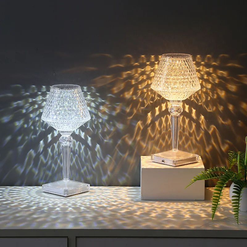 Crystal Table Lamp Rechargeable Touch Light-changing Eye Protection Lamp For Home Bedroom Bedside Decoration Lights