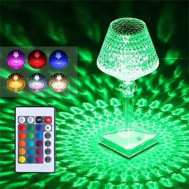 Crystal Table Lamp Rechargeable Touch Light-changing Eye Protection Lamp For Home Bedroom Bedside Decoration Lights