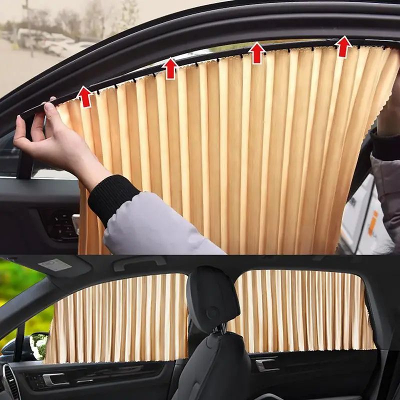 Car Sunshade Curtains Side Window Shade Magnetic Privacy Sun Shades Travel Accessories 4-Piece Set For Front & Rear Windows