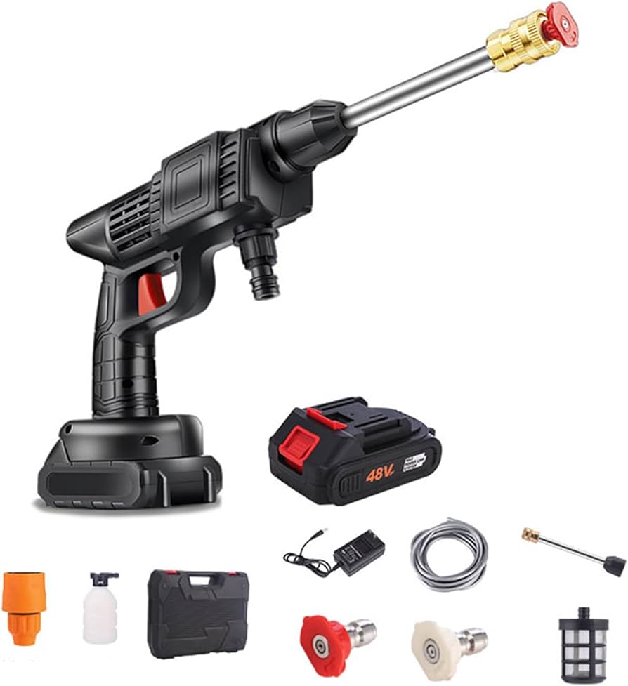 Portable High power (12000mAH 48V) Rechargeable battery 2 nozzle cordless car washer machine