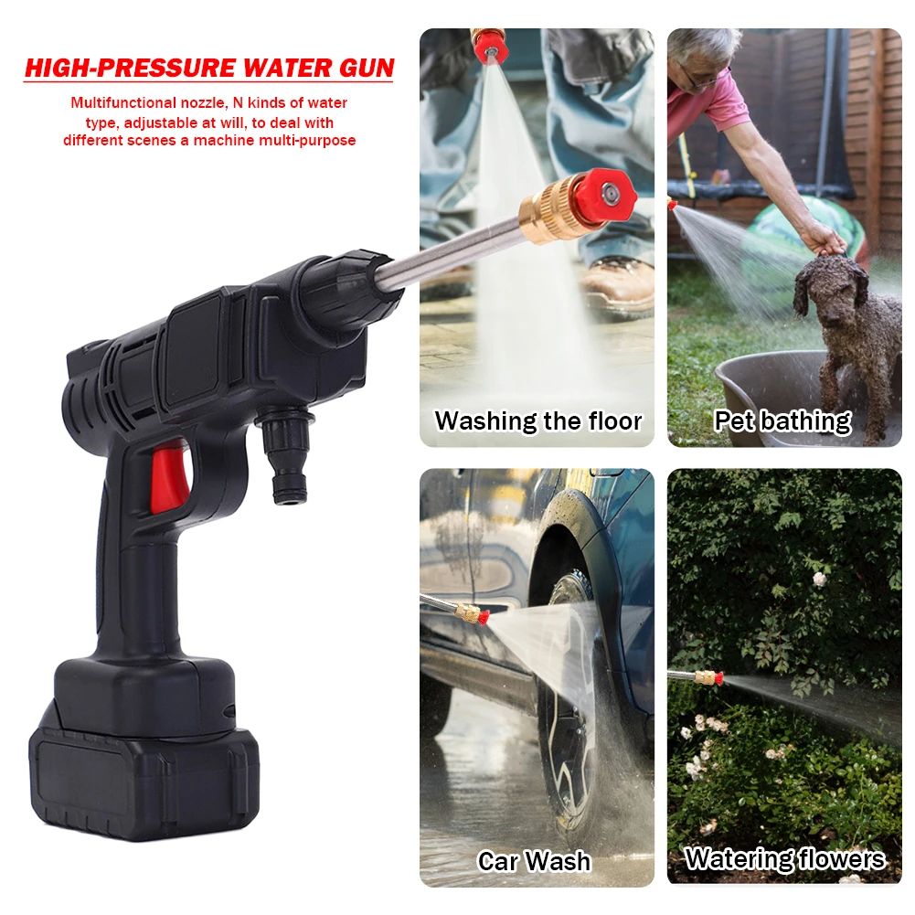 Portable High power (12000mAH 48V) Rechargeable battery 2 nozzle cordless car washer machine