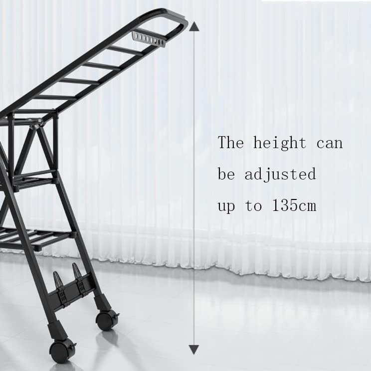 Foldable Drying Rack Wing-Shaped Folding Clothes Pole Balcony Indoor and Outdoor Aluminum Alloy Clothes Rack With Wheels