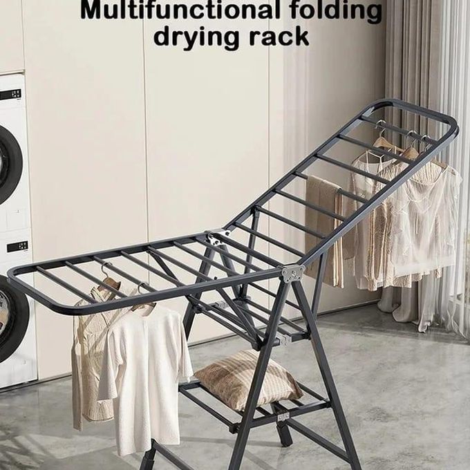 Foldable Drying Rack Wing-Shaped Folding Clothes Pole Balcony Indoor and Outdoor Aluminum Alloy Clothes Rack With Wheels