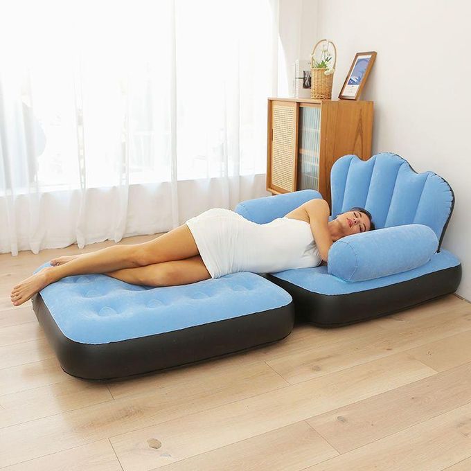 Portable Inflatable Sofa Bed Couch Lazy Sofa Inflatable Bed Double Layer with Armrest and manual pump