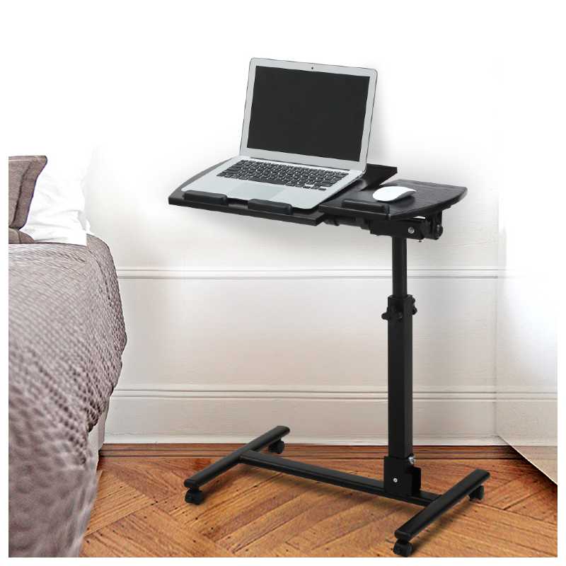 Adjustable Laptop Stand Movable Table Standing Computer Rolling Desk Over Sofa Desk TV Food Tray Hospital Bed Table Home Office Mini Furniture For Working Studying