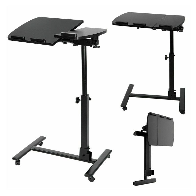 Adjustable Laptop Stand Movable Table Standing Computer Rolling Desk Over Sofa Desk TV Food Tray Hospital Bed Table Home Office Mini Furniture For Working Studying