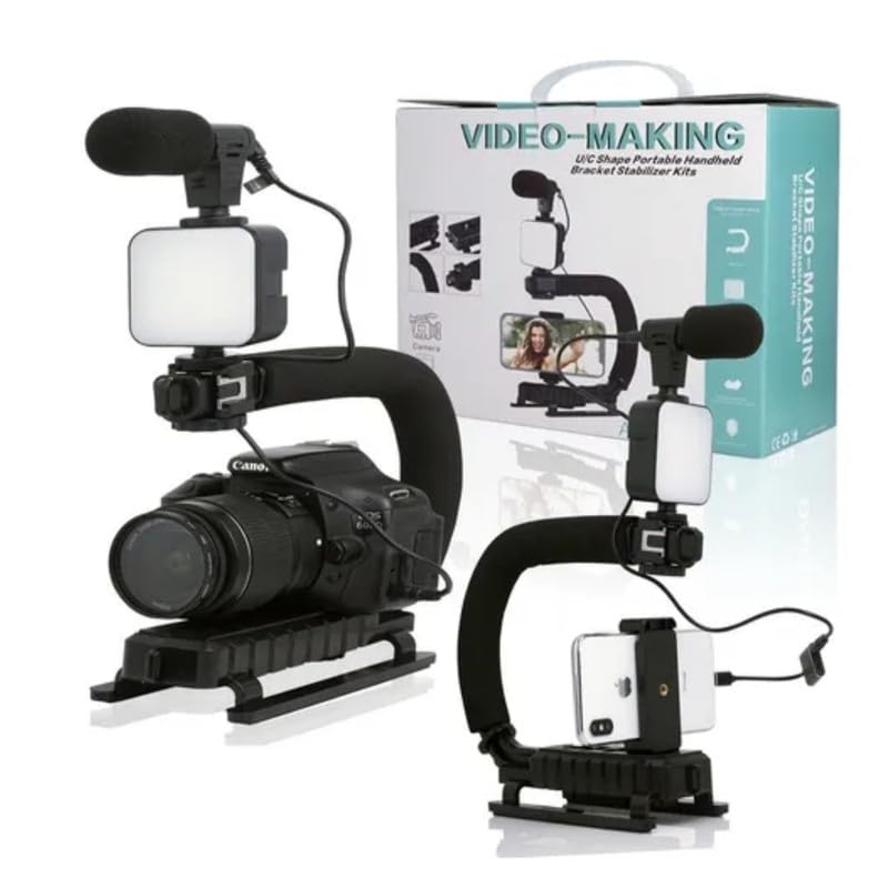 U-shaped Video making Bracket Handheld Video Making Stabilizer Kit Photography Video Rig Film Making Vlogging Recording Bracket Stabilizer For Phones & Camera AY-49U