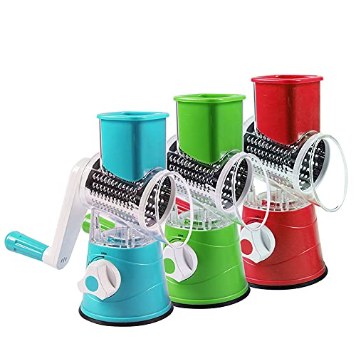 Rotary drum grater veggie slicer with 3 slicing options now available in 4 colours (Black, green, blue, red)