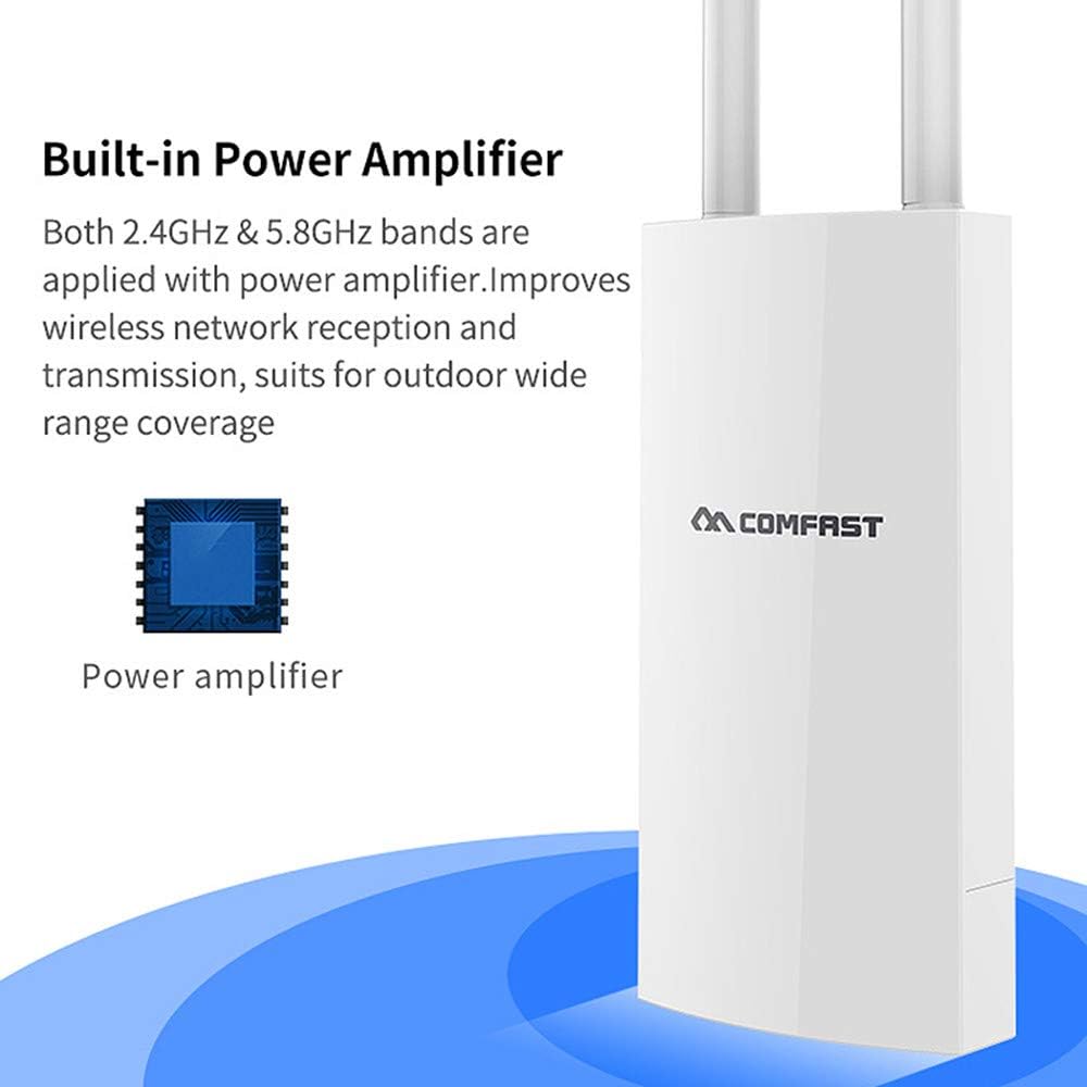 1200Mbps Dual Band High Power WiFi Router 500m Radius Outdoor Wireless Access Point IP66 Waterproof for Home or Business Use