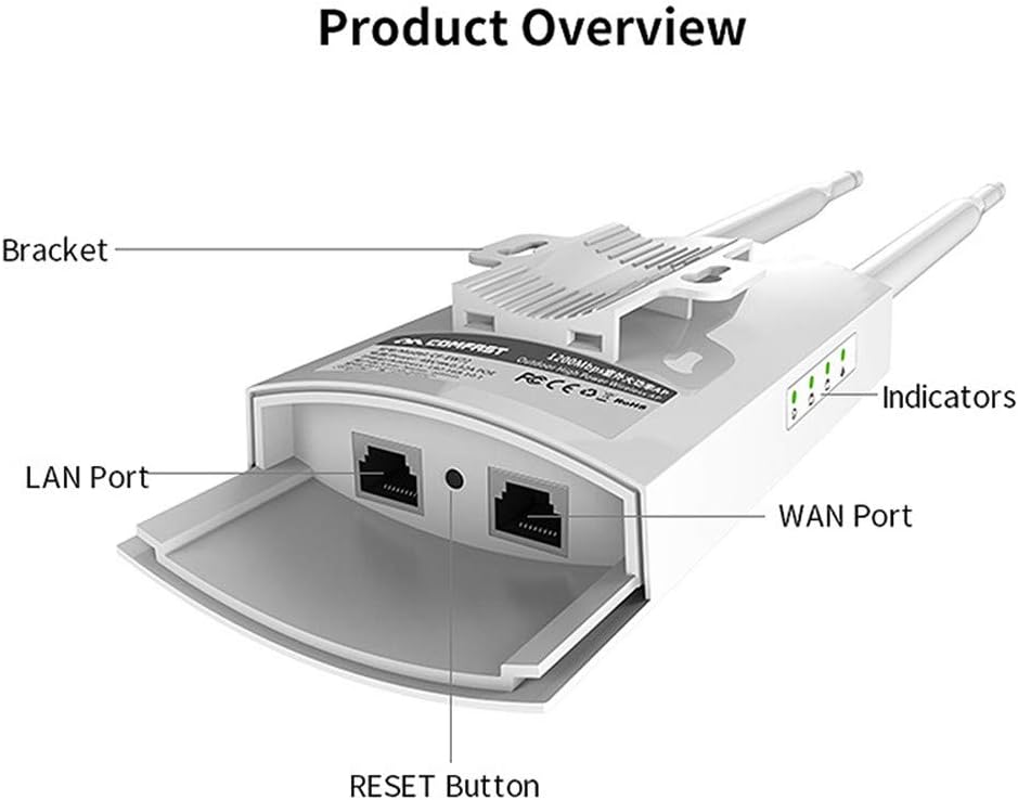 1200Mbps Dual Band High Power WiFi Router 500m Radius Outdoor Wireless Access Point IP66 Waterproof for Home or Business Use