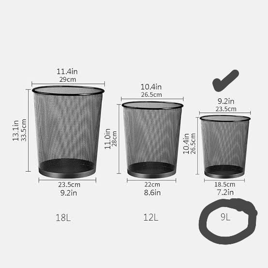 *9L metallic mesh dust bin now available in black colour