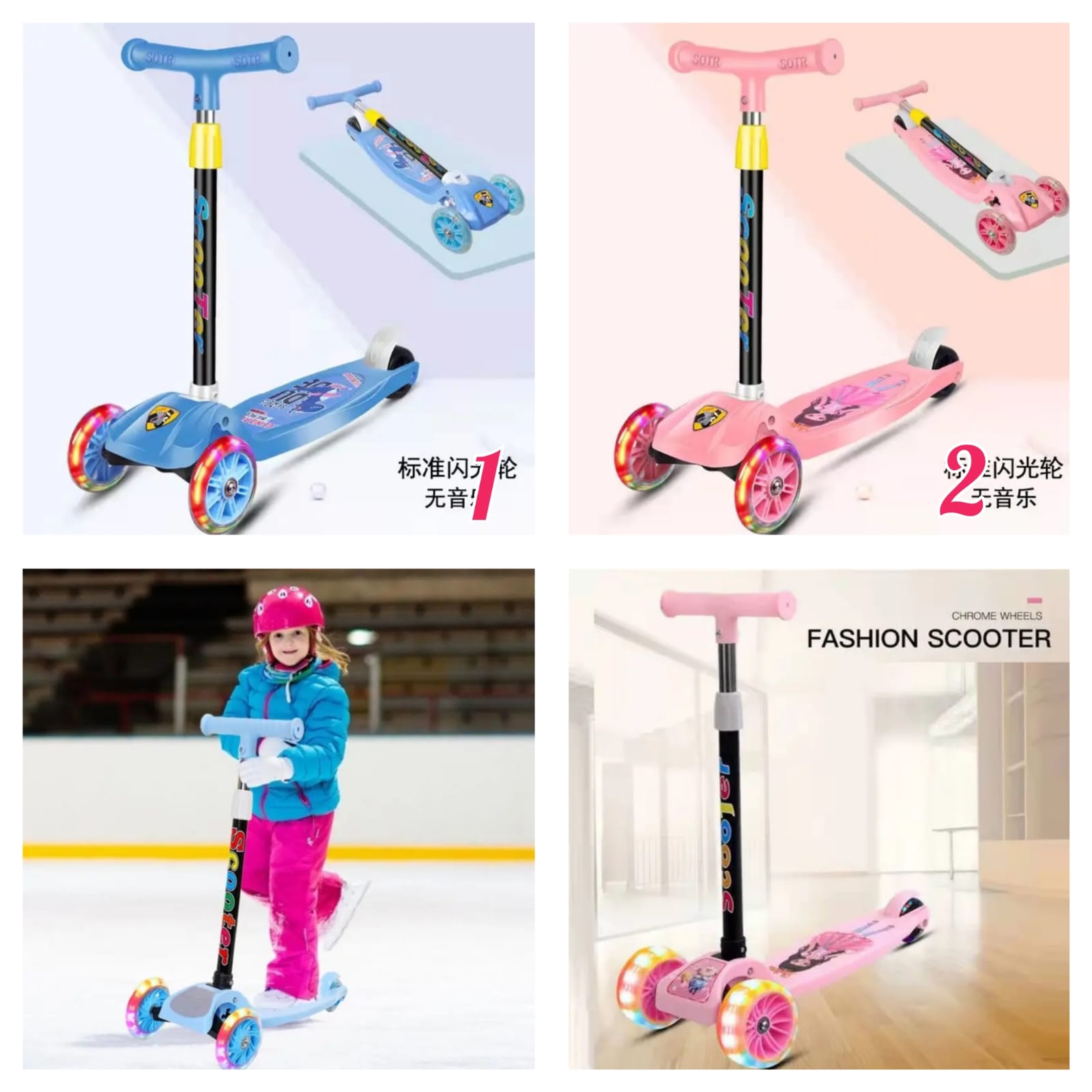 Mini kids Kick Scooter with LED Wheels Adjustable Height Foldable Outdoor Toys Push Kids Scooter