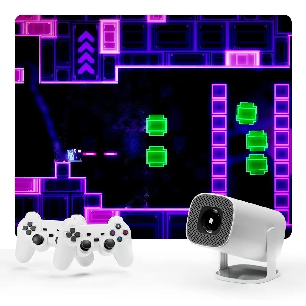 4K LED Mini Android 11 Projector with 36000+ Retro Video Games – Portable Home Theater LCD Projector with Wi-Fi, 8GB ROM, 2 Wireless Game Pads & Built-in Console