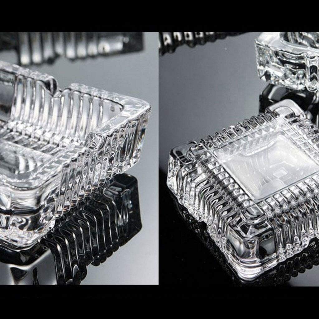 7inch Crystal Clear Glass Ashtray 7" Square Heavy-Duty Crystal Cigar & Cigarette Ashtray for Home, Bar, or Outdoor Use