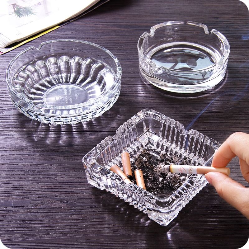 7inch Crystal Clear Glass Ashtray 7" Square Heavy-Duty Crystal Cigar & Cigarette Ashtray for Home, Bar, or Outdoor Use