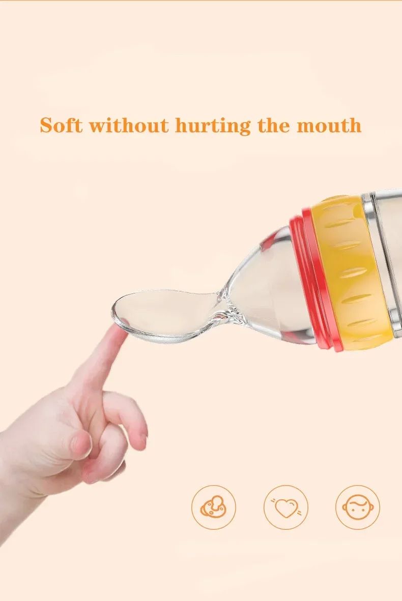 90ML Baby Fruit Feeder Pacifier: Self Feeding Baby Food Feeder for Teething Relief - Squeeze Baby Food Dispensing Spoon