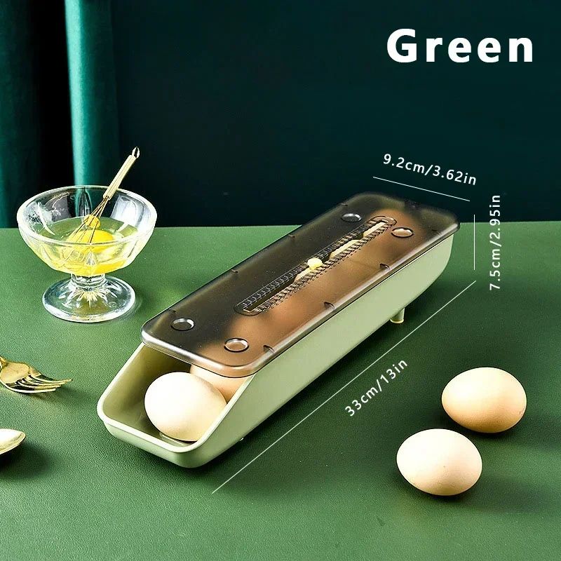 Automatic Rolling Egg Storage Box Plastic Storage Container Kitchen Fridge Storage Organization Eggs Holder Basket Cartons Tray
