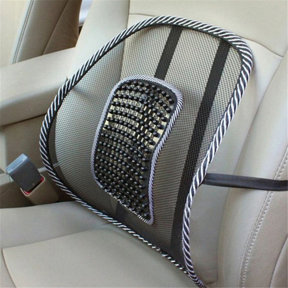 Lumbar Support Back Cushion Soft Car Seat Chair Cushion Pad Black Mesh Massage Vent Mesh Lumbar Lower Back Brace Support Seat