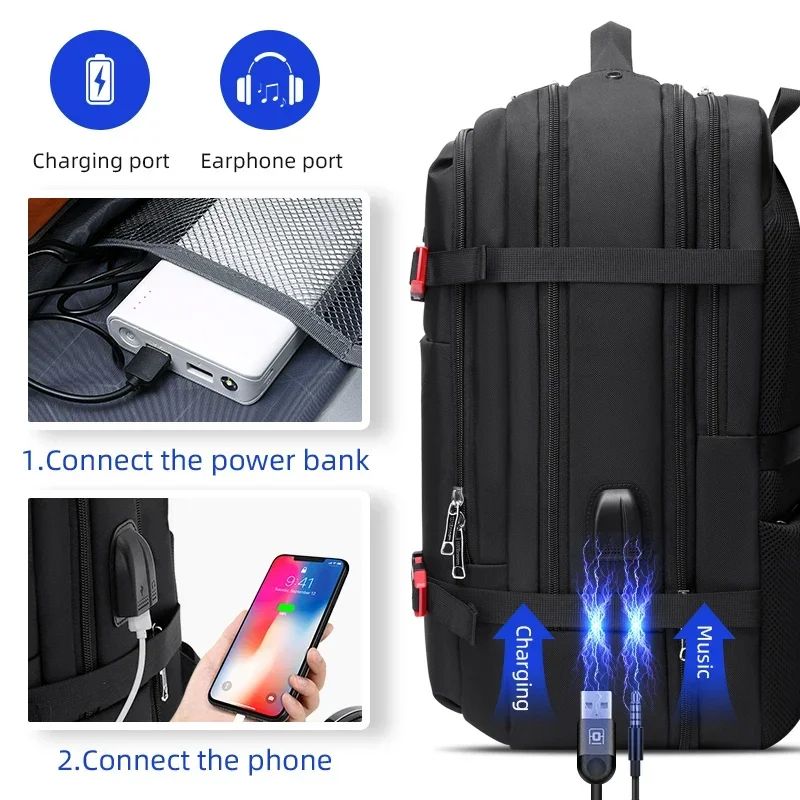 New Backpack Notebook 15’6 Male Expandable Large Capacity Travel Luggage Hiking Backpacks for Sport Business Bag Ergonomic Woman