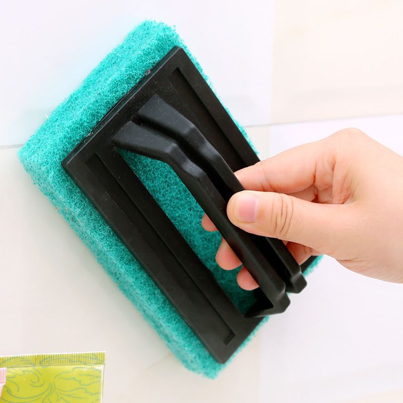 Household Tile & Kitchen Cleaning Brush – Multi-Functional Sponge with Handle for Bathtub, Stove, and Surface Scrubbing
