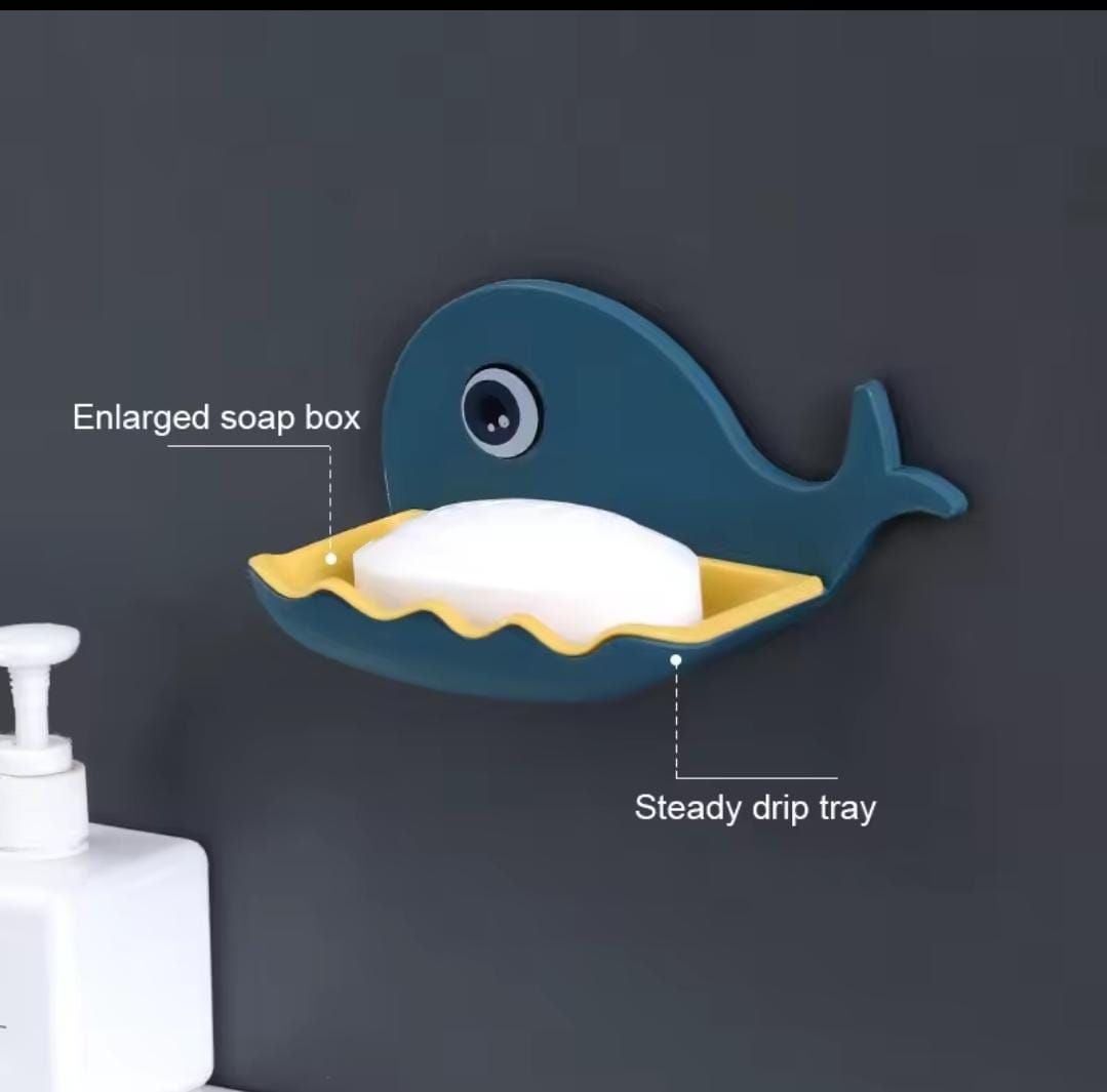 Whale Soap Box – Punch-Free Wall-Mounted Double-Layer Bathroom Rack, Drainable Soap & Toiletry Organizer