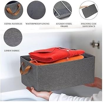 Foldable Clothes Storage Bag Laundry Bin 47x29x20cm Large Capacity Organizer with Handles Durable Fabric Collapsible Laundry Basket for Home Bedroom Closet Storage Solution Space Saving Design