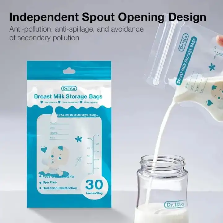 30PCS Breast Milk Storage Freezer Bags 250ml Each Leak Proof Pre Sterilized Safe Food Grade Storage Bags for Baby Feeding Milk Preservation with Secure Seal Easy Pour Design