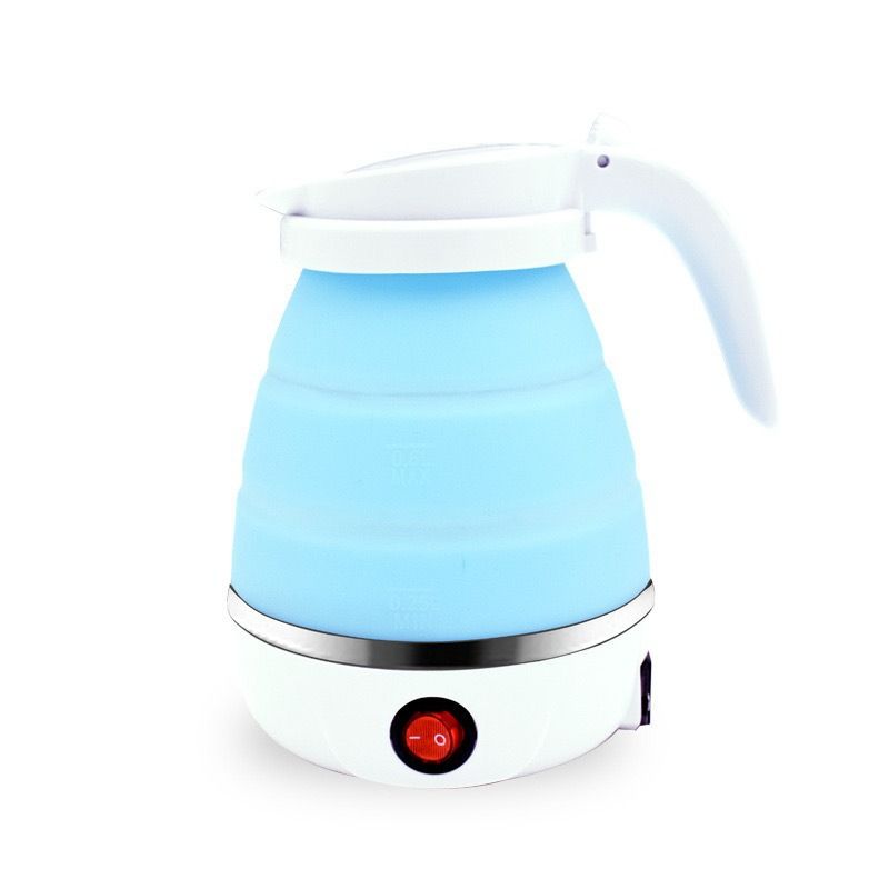 Foldable Portable Electric Kettle 600ml Silicone Body Stainless Steel Heating Base 600W Fast Boil Travel Kettle White Blue Compact Lightweight Demo Available Wholesale