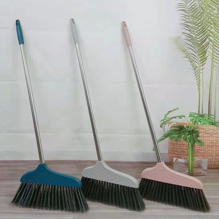 Broom and Dustpan Set Soft Wool Household Sweeping Combination Non-Sticky Hair Garbage Shovel Blue Grey Durable Cleaning Tool for Home Use