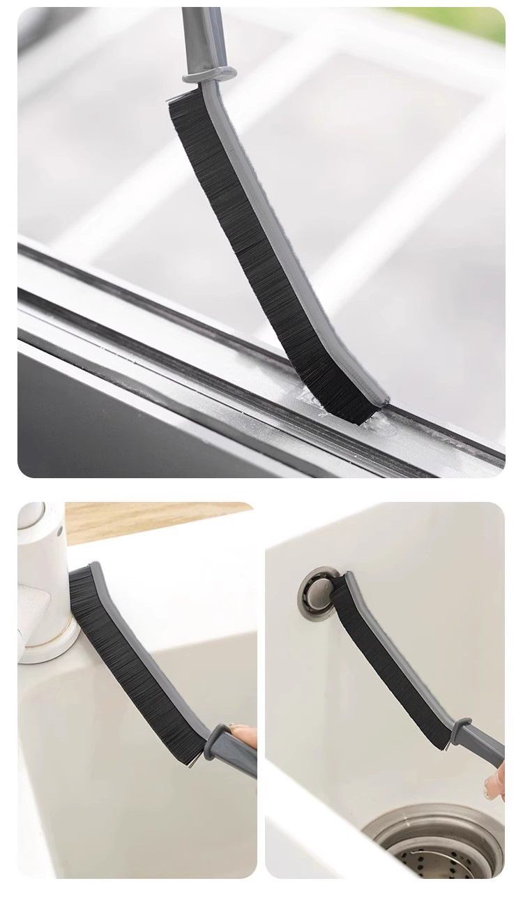 2pcs Multifunctional Bathroom Gap Cleaning Brush Long Handle Hard-Bristled Narrow Gap Window Door Household Cleaning Tool for Tight Spaces Efficient Deep Clean