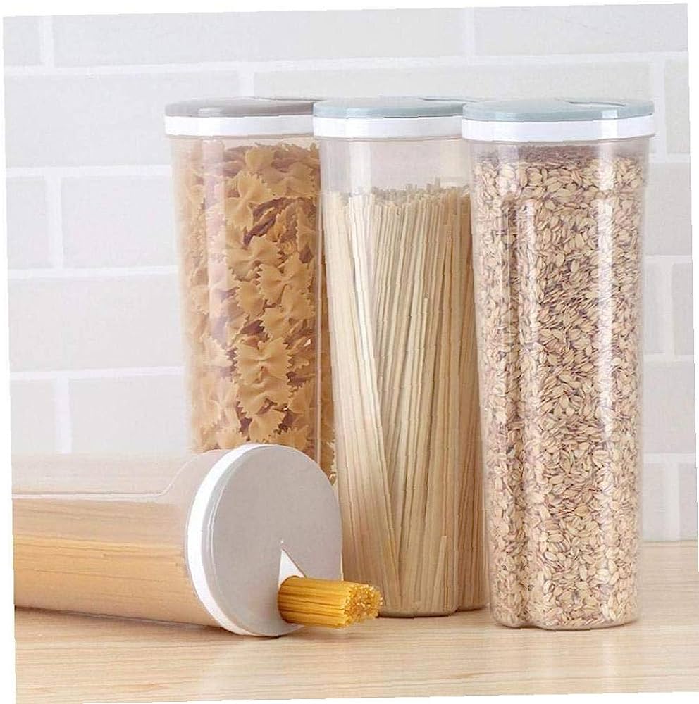 Kitchen Storage Cereal Containers OR Spaghetti NoodlesMulti-Purpose: Tall Slim Transparent Acrylic Silicone Seal Fresh Dry Foods Pantry Storage Stackable Kitchen Organization Essential Gift.Multi-Purp