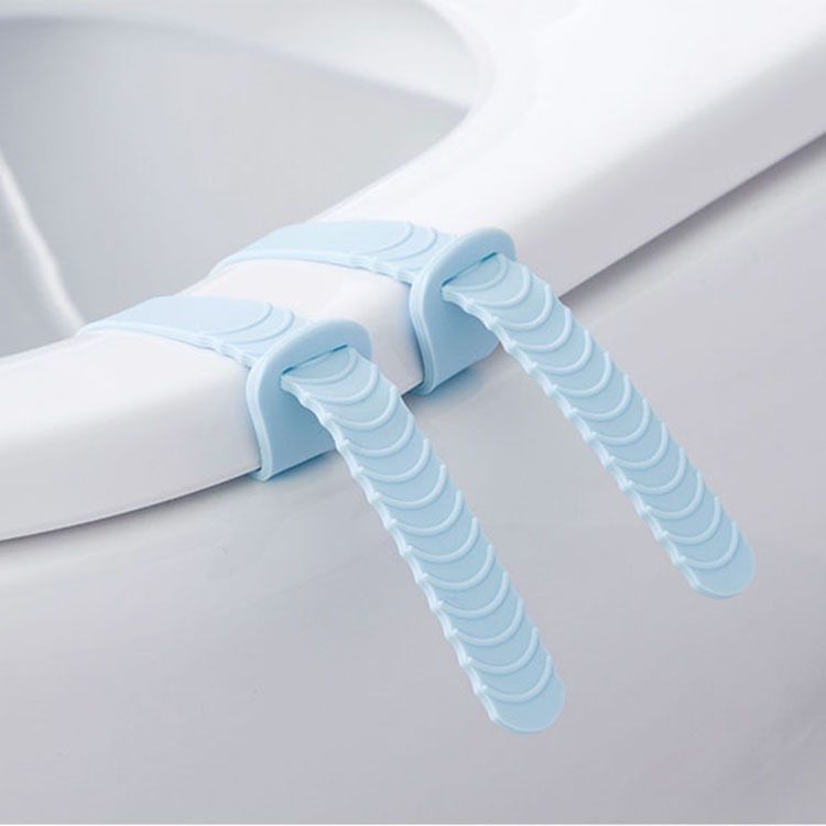 ON OFFER  2pcs Silicone Toilet Lift Cover Anti-Dirty: Sanitary Handle Flip Ring Blue Pink 2pcs Hygienic Bathroom Accessories Touchless Lid Lifter Easy-Clean Toilet Seat Essential Gift.