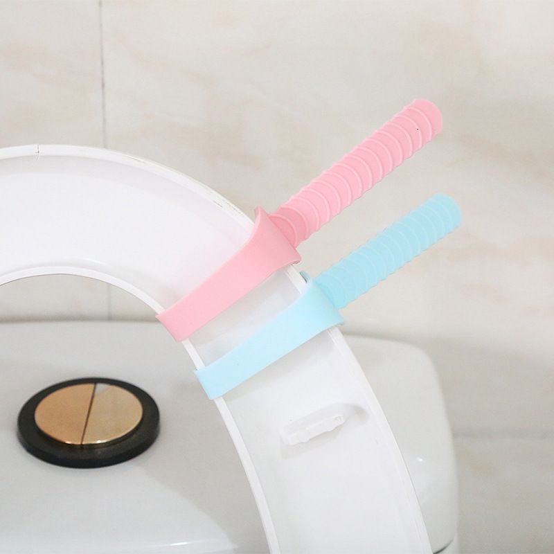 ON OFFER  2pcs Silicone Toilet Lift Cover Anti-Dirty: Sanitary Handle Flip Ring Blue Pink 2pcs Hygienic Bathroom Accessories Touchless Lid Lifter Easy-Clean Toilet Seat Essential Gift.