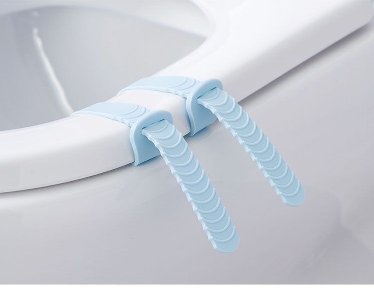 ON OFFER  2pcs Silicone Toilet Lift Cover Anti-Dirty: Sanitary Handle Flip Ring Blue Pink 2pcs Hygienic Bathroom Accessories Touchless Lid Lifter Easy-Clean Toilet Seat Essential Gift.